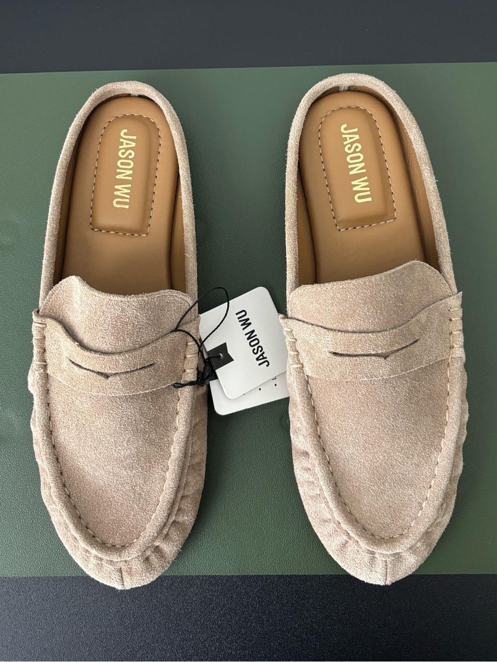 Jason Wu Taupe Suede Penny Loafers